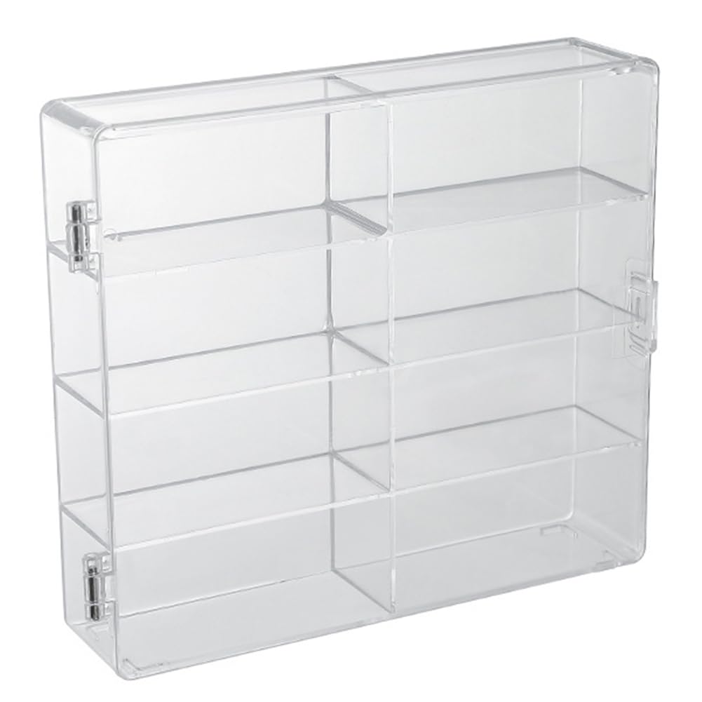 UDSKNV[KSL Car Display Box, 1:64 Scale, Suitable for Car Model Toys, 8-Compartment Shelf, Dustproof, Stackable Car Storage Box