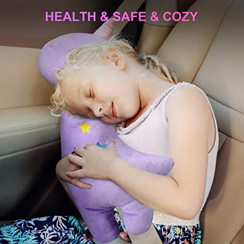image for Farochy Unicorn Seat Belt Pillow Kids Cover, Vehicle Shoulder Pads, Ca