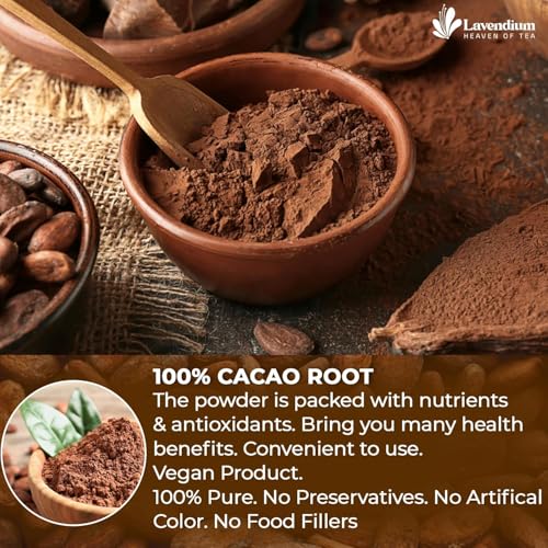 Image of Lavendium, 6oz Cacao Powder, 100% Natural & Pure, Unsweetened, Rich Chocolate Flavor, Perfect for Baking & Smoothies, No Additives or Preservatives, No Gluten, Vegan