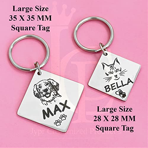 Image of Jypr Customized Product's Pet Id Tag Personalize Black Engraved Name Collar Tag For Your Loving Pet Dog, Cat, Puppy, Horse (Square Shape Face Tag 2 Mm Thick