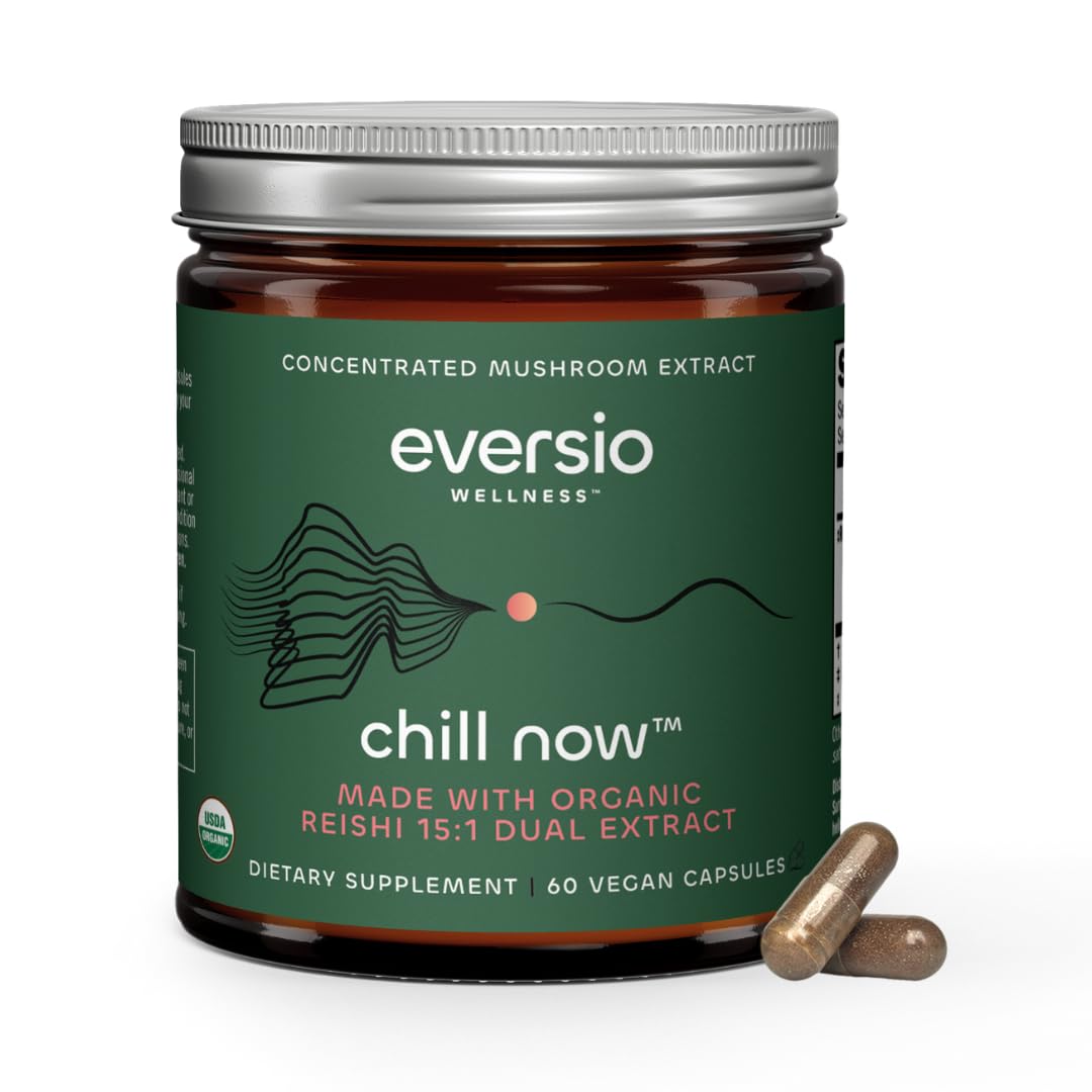 CHILL Now Organic Reishi Mushroom Supplement - 15 1 Reishi Dual Extract in 60 Vegan Capsules 250mg