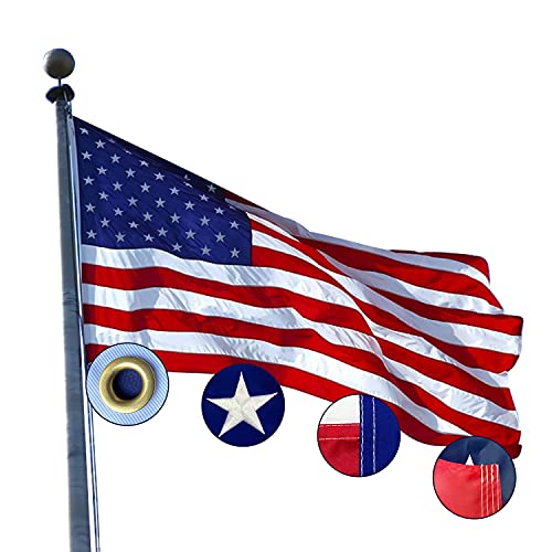 Premium USA US Flag 4x6 Upgraded, Large American Flag 4x6 Outdoor Heavy Duty for Wall Room House Garden High Winds, Eye Catching Embroidered Stars, Brass Grommets, Neat Sewn Standard Color Stripesred Stars, Brass Grommets, Neat Sewn Standard Color Stripes