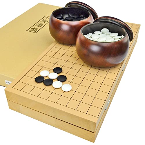 囲碁セット 新桂10号折碁盤セット ガラス碁石梅 プラ碁笥銘木 大 将碁屋ミニ椿油 ※迫力感ある超厚の折碁盤セット