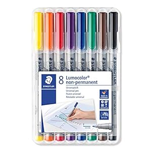 Staedtler Lumocolor 316 WP8 foliestift, niet-permanent, oplosbaar in water, F-punt lijnbreedte ca. 0,6 mm, hoge…