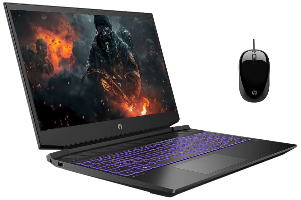 Image of HP Pavilion Gaming AMD Ryzen 5 5600H Processor 15.6 inch(39.6cm) & X1000 Wired USB Mouse with 3 Handy Buttons, Fast-Moving Scroll Wheel and Optical Sensor Works on Most Surfaces