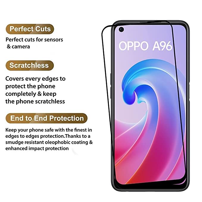 Image of Screen Protector for Oppo A96 (Black) Tempered Glass Edge-to-Edge 6D Screen Guard With Installation Kit
