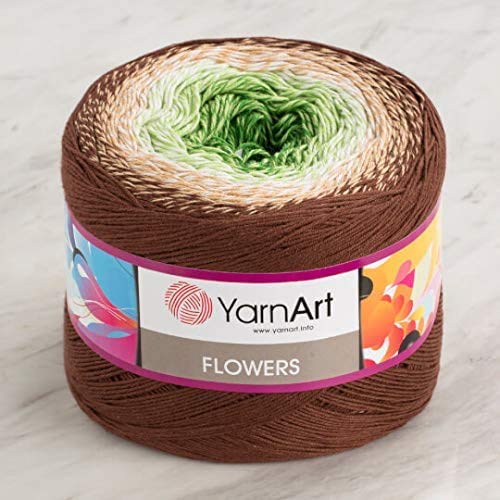 Image of Cotton Yarn Art Flowers 55% Cotton 45% Acrylic 250gr 1094yds Multicolor Rainbow Crochet Sport Yarn (272)