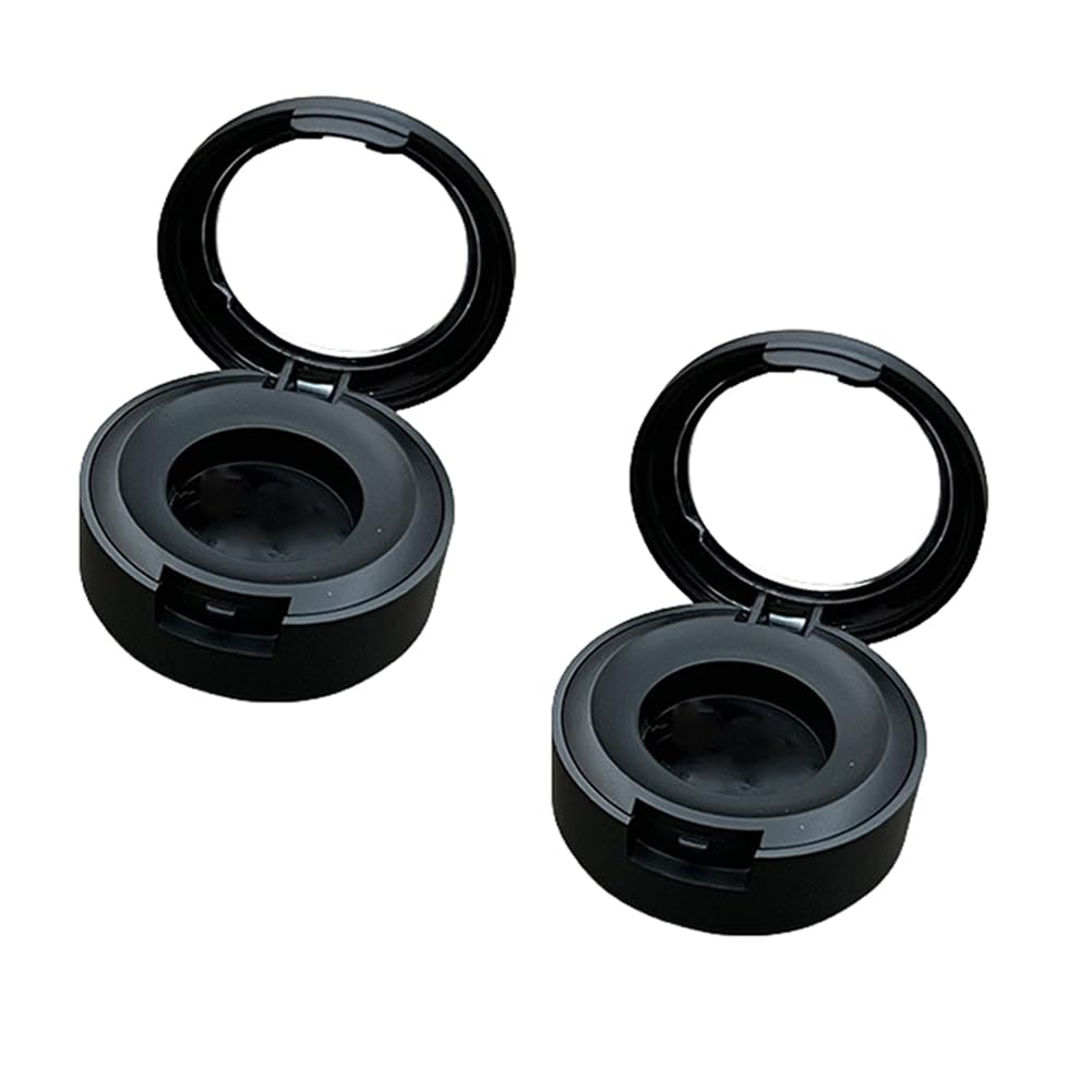 2Pcs Black Empty Eyeshadow Boxes Round Refillable Storage Case Container for Eyeshadow Blush and Foundation