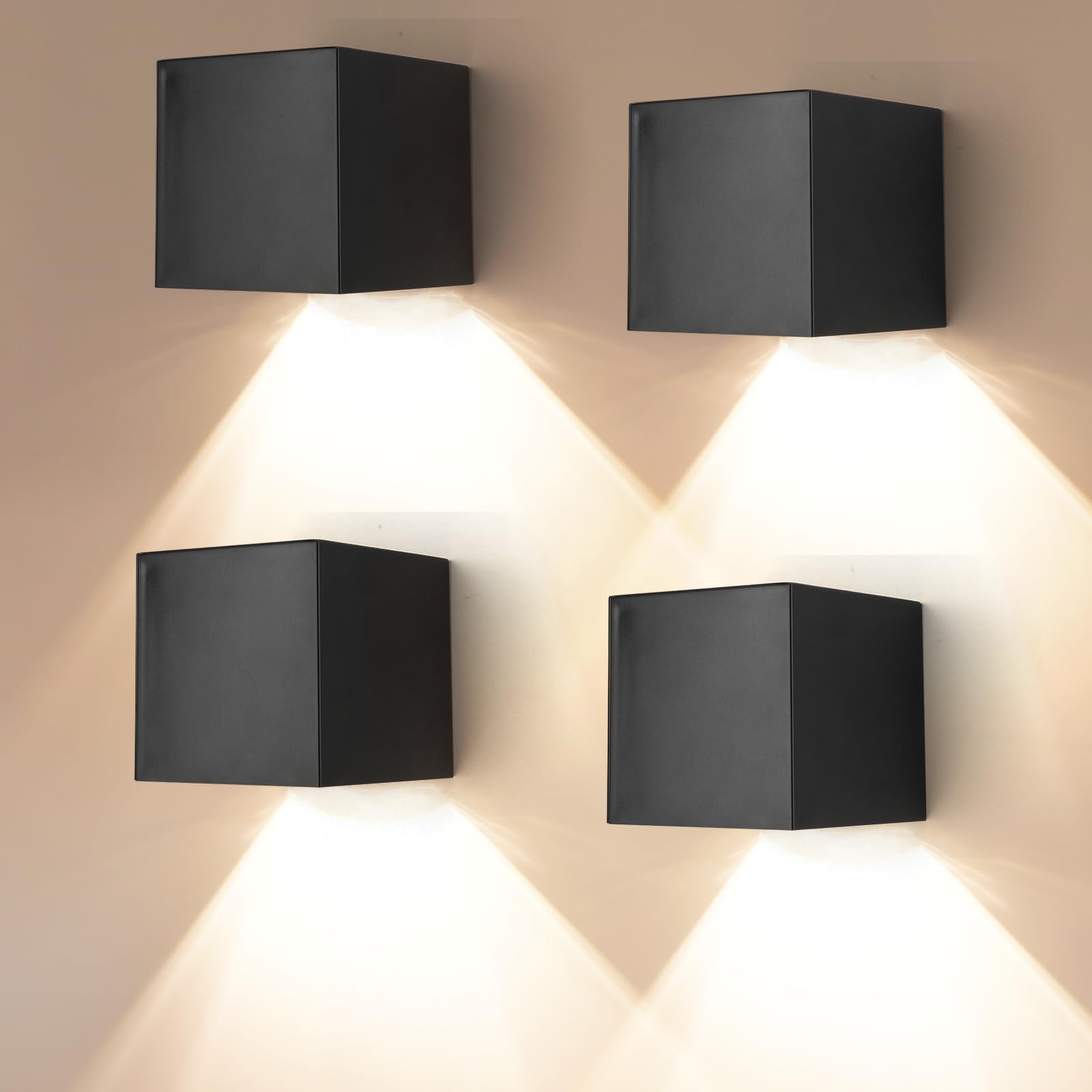 Solarlampen voor tuin, veranda, terras, garage, hek, binnenplaats, 2 verlichtingsmodi, decoratief