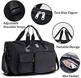 CarryFitness® Sports Gym Bag Duffle Bag with Shoes Compartment, Waterproof Weekend Bags for Women and Men, Hand Luggage Bag, Lightweight Holdall Hospital Overnight Bag - Black 37L - Image 6