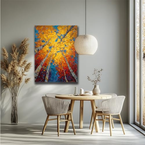 Impression impressionniste d'arbre de tremble sur toile texturée premium