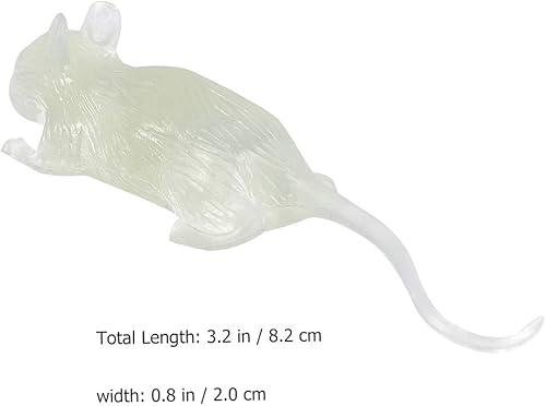 Miniatura 6 de NUOBESTY 20 ratones falsos que brillan en la oscuridad, ratones de plástico realistas, ratones falsos luminosos, ratas espeluznantes para Halloween,