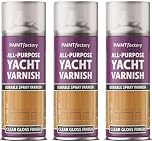 3 x Yacht Varnish Spray 400ML All Purpose- Professional Gloss Finish Spray Wood Color Paint