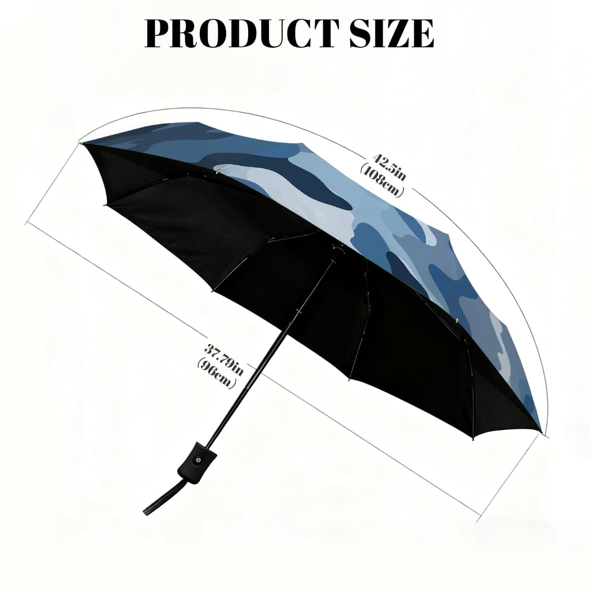 Ombrello pieghevole da viaggio classico blu mimetico ombrello compatto antivento impermeabile con protezione UV rivestimento nero leggero 8 coste portatile per pioggia sole