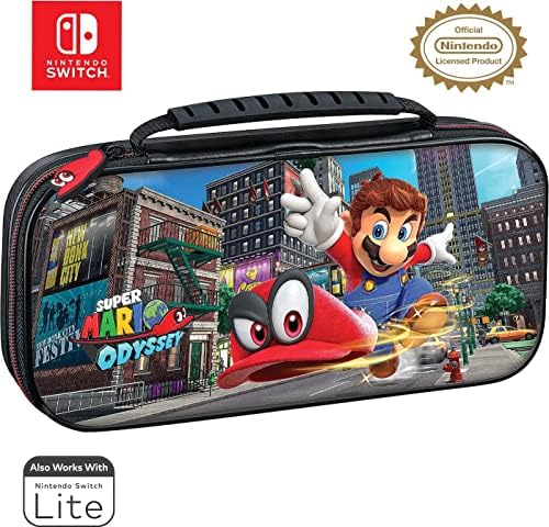Game Traveler Mario Odyssey Nintendo Switch Case - Switch OLED Case for Switch OLED, Switch & Switch Lite, Adjustable Viewing Stand & Bonus Game Case, Deluxe Handle, Licensed Nintendo Switch game case