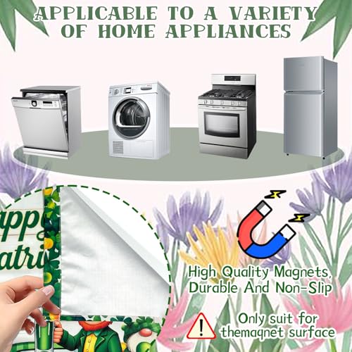 Image of St Patricks Day Dishwasher Magnet Cover Lucky Shamrocks Clover Dishwasher Magnetic Covers for Kitchen 23x26 in St Patrick's Home Decor Refrigerator Magnets Sticker Green Fridge Panel