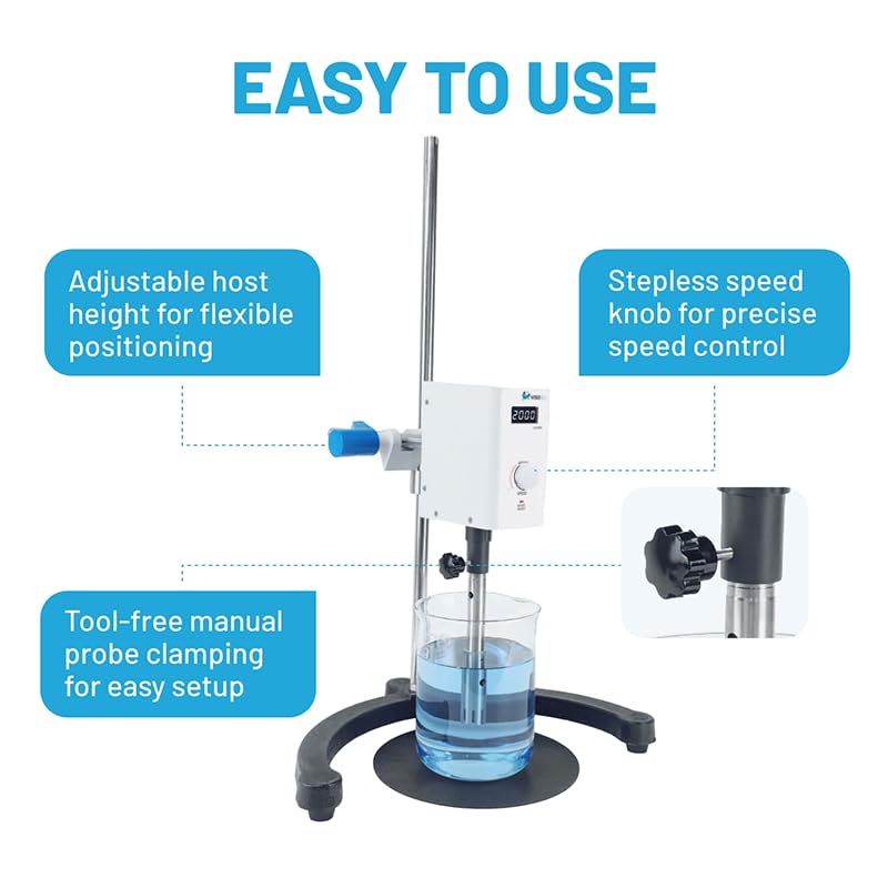 Miniatura 3 de Emulsionante dispersador de laboratorio de homogeneizador de alta velocidad, mezclador digital de emulsión de alto cizallamiento de 2000-20000 rpm,