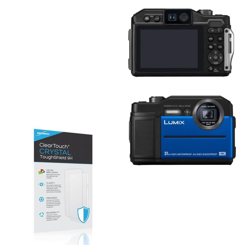 BoxWave Screen Protector Compatible With Panasonic Lumix DC-TS7 - ClearTouch Crystal ToughShield 9H (2-Pack), Clear 9H Tough Flexible Film Screen Protector