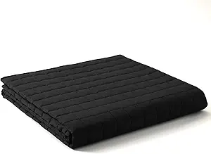 YnM Cotton King Size Weighted Blanket for Adults (88x104 Inches, 15 Pounds, Black), Smallest Compartments with Cooling Glass Beads,Heavy Blanket for Two Persons of 70~140lbs on Queen or King Bed
