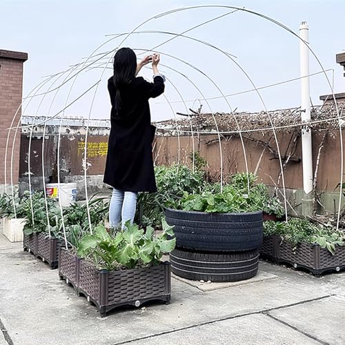 屋外用アーチ型ガーデンポール(上げ床用)、温室フープ(成長トンネル)、長さ240cm のガーデンフープ10セット、アーチ型テントフレーム(植物サポート用)、ガーデンステークス(8mm(3/10")-240cm(94.6"))