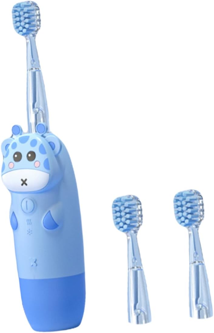 Childrens Electric Toothbrush USB Sonic Vibrates Toothbrush Ergonomic Design Shape with Brush Heads for Without Battery