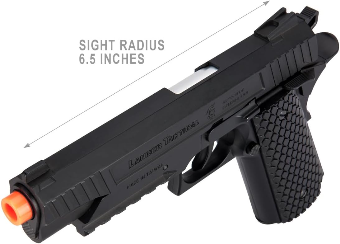 Lancer Tactical Full Pack of Cobra 1911 CO2 Half-Blowback Hand Gun Airsoft Pistol with Extra Magazine & CO2 (Color: Black)