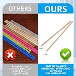 2Pcs Snare Drum Timpani Stick, 15 Inch Length Wool Felt Head Drum Stick with Wooden Handle, White Multi-Purpose Bass Drum Mallet for Musical Instrument Accessories