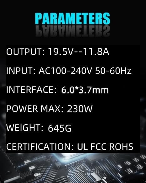 230W Charger for Asus Zephyrus M15 M S GU502 GX502 GX701 GX531 GM501 GX501 GU501 ROG Strix G15 G17 G512 G712 GL731 G731GU GL531 G702VS GL702VS Scar 15 17 II III G532 G732 GL704 GL504 Laptop image 2 of 5 B0DDHC3ZV4