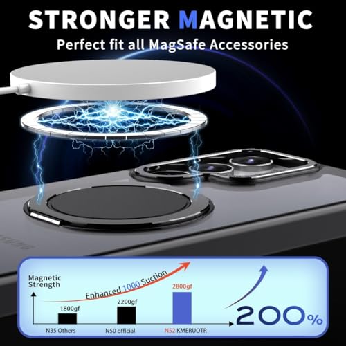 MUGCOFF 360 Rotatable Magnetic Stand for Samsung Galaxy S23 Ultra Case with Ring Kickstand, Compatible with Magsafe,Military Grade Shockproof Translucent Protective Case - 6.8 inch,Black - image 4