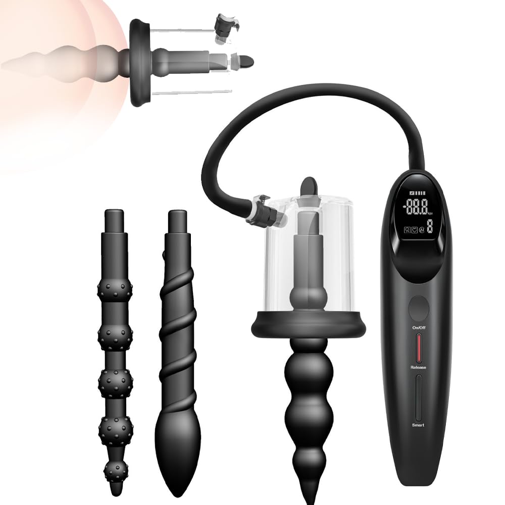 Analpumpe Set mit 3 Analplugs, Elektrische Anal Pump Analdehner mit 6 Modi für Prostata Massage und Anal Dilator, Buttplug Expander Masturbator Sexspielzeug für Frauen Männer