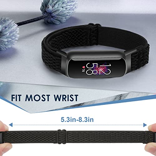 ShuYo Adjustable Elastic Nylon Watch Band Compatible with Fitbit Luxe for Women Men,Soft Stretch Replacement Band for Fitbit Luxe Fitness and Wellness Tracker