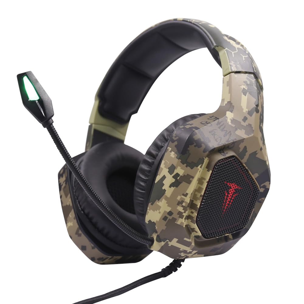 Cuffie Gaming con Microfono, Stereo 2.0, Jack 3,5mm + USB, LED RGB, Cavo 2,20m