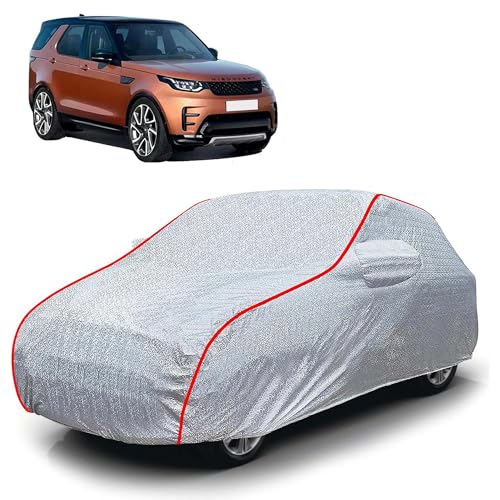 Image of Sulfar 100% Waterproof Car Body Cover Compatible with Mirror for Land Rover Discovery (Triple Stitched, Full Bottom Elastic, Magic Silver with Red Piping)