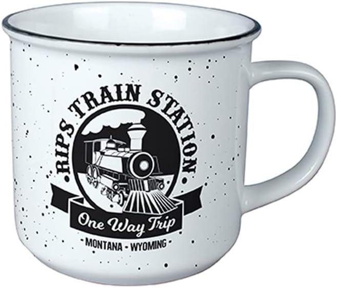 Train Station - Taza vintage, 13 onzas, porcelana