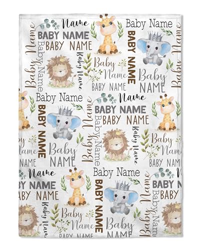 FLOCHIL Personalized Baby Blanket for Boys, Custom Monogrammed Baby Blanket with Name, Gift for Newborn, Baby Shower