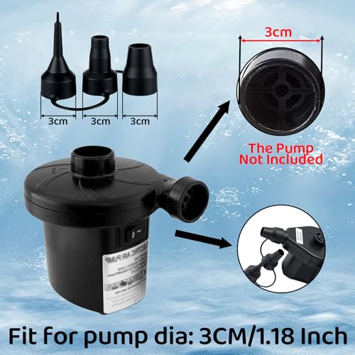 3 Size Air Pump Nozzle Replacement Set - 2 Sets Universal Plastic Inflatable Nozzles, Black Inflatable Pump Nozzles Head, Air Pump Inflator Adaptor Accessory for Inflatable Bed Mattress, Pool Floats
