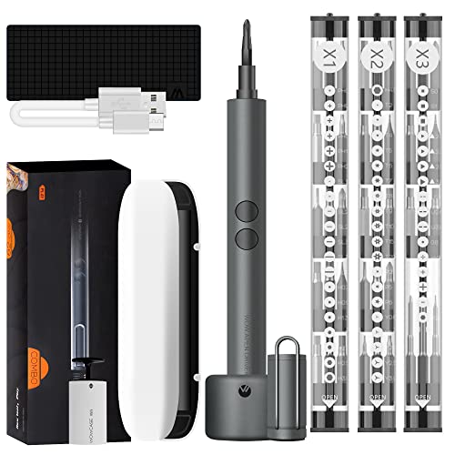 WOWSTICK Mini Power screwdriver, 62 in 1 Precision Screwdriver Set with 56 Magnetic Precision Bits & LED Light & Rechargeable Cordless Screwdriver for Watches, Radios, Tablets, cell phone, Drones