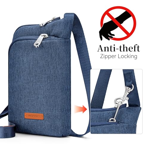 Image of RONSIN Small Anti Theft Crossbody Bags for Women Nylon Cell Phone Purses RFID Blocking Travel Purse with Locking Zipper