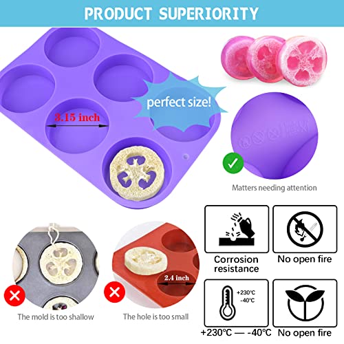 Image of Sakolla 4oz Round Silicone Soap Molds, 3.15'' Cylindrical Soap Molds for Loofah Soap Bath Bombs Steamer Lotion Bars, Set of 2
