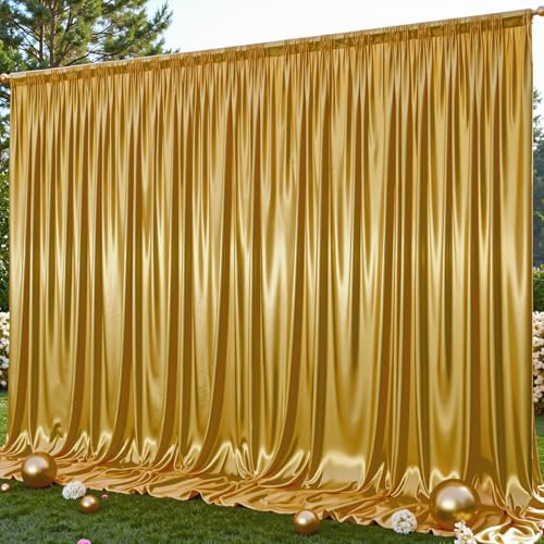 Dark Gold Glitter Backdrop Curtain for Parties,10Ft x 10Ft Non-Wr...