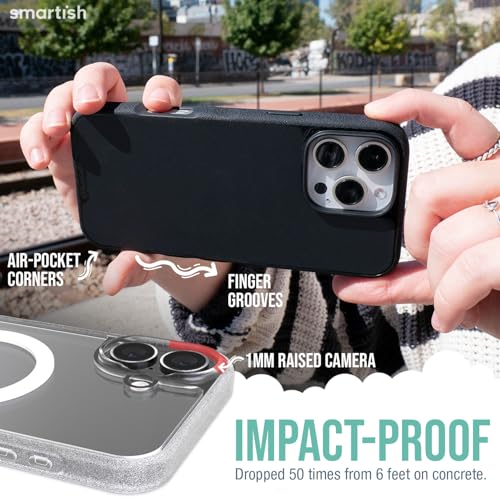 Image of Smartish iPhone 16 Plus Magnetic Case - Gripmunk Compatible with MagSafe [Lightweight + Protective] Slim & Thin Grip Cover with Microfiber Lining for Apple iPhone 16 Plus - Clearly Clear
