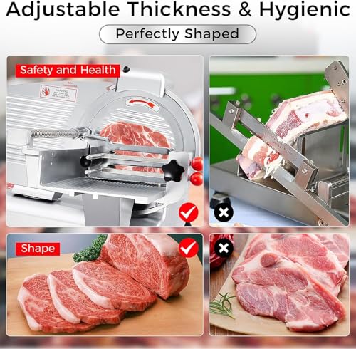 Commercial Meat Slicer 540W,Fully Automatic Meat Cutter Equipped With Detachable Blades of 10in,0-15mm Adjustable Slice Thickness,With Sharpening Stone,for Home and Commercial Use