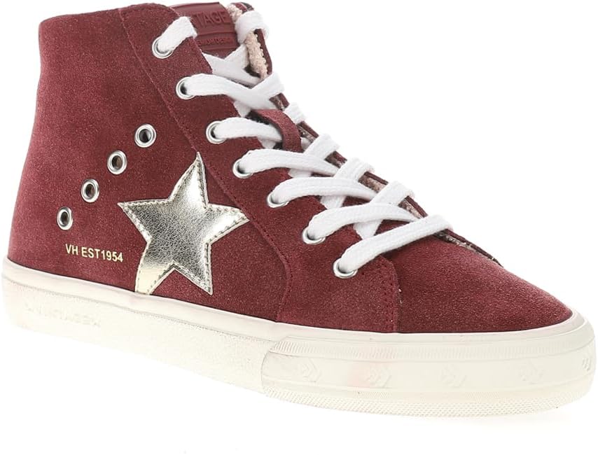 VINTAGE HAVANA Womens Break Out Metallic High Sneakers Shoes Casual - Red