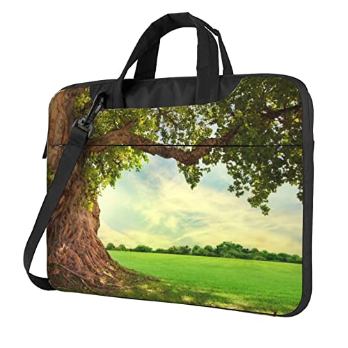 Sac ordinateur portable 13 pouces noir imprimé arbre de vie avec bandoulière