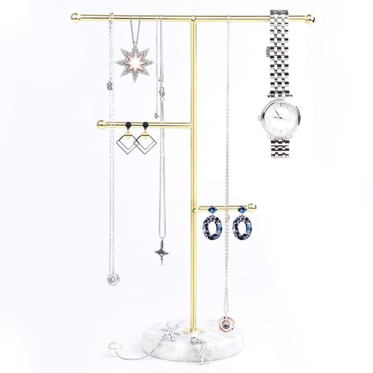 Schmuckständer Uhrenständer aus Marmor und Metall für Ketten Armbänder Uhren Display Aufbewahrung