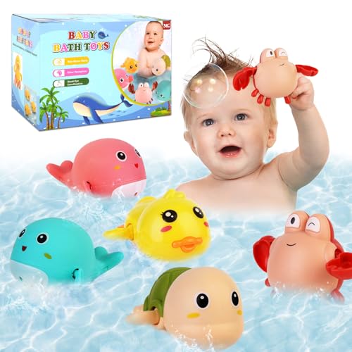 FICCURYS Baby Bath Toys 5 Pcs Set,Wind Up Bath Toys for Toddlers,Bathtub Toys for...