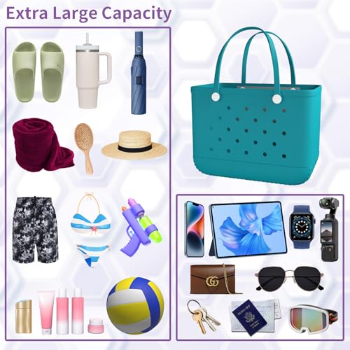 X-Large Rubber Tote Bag Rubber Beach Bag, Washable Durable Beach Tote Handbag, Lightweight, Waterproof Sandproof4