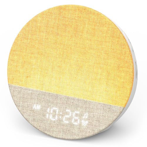 Dreamegg Sunrise 1 - Sunrise Alarm Clock Sound Machine for Sleep Customizable Sleep Routines Dimmable Night Light 29 Soothing Sounds White Noise Machine Wake Up Light for Bedrooms Adults Kids