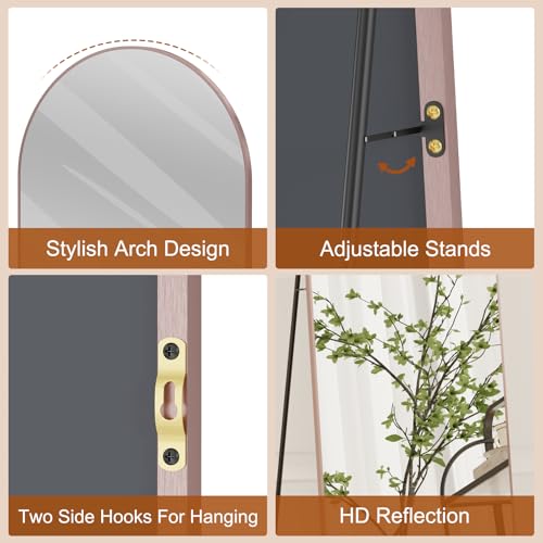 Full Length Mirror,58" x16,3 in 1Full Length Mirror can Wall Mounted,Standing or Leaning,Full Body Mirrors with Aluminum Alloy Frame,Home Decor Rose Gold.