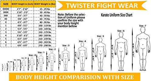 Twister Fight Wear Professional Double Stitch Strong Quality Training Student Karate Gi,Middleweight 8Oz With Free White Belt (White, 0000) #TOP1